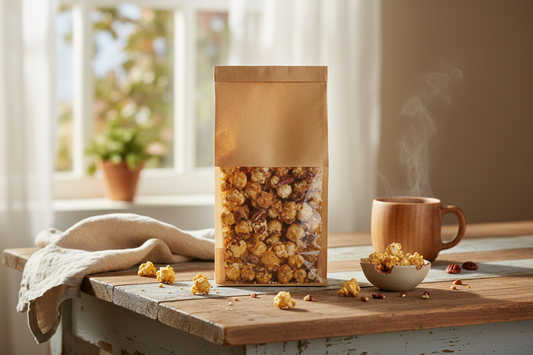 Texas Pecan Caramel Popcorn - Rustic Farmhouse